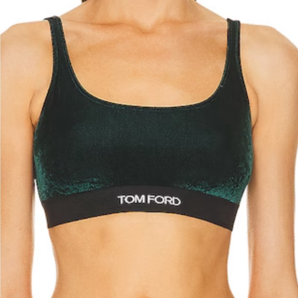 Tom Ford Dark Green Velvet Crop Top